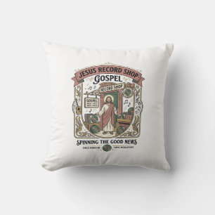 Cojín Decorativo Tienda de discos de Jesús Evangelio Tienda de disc
