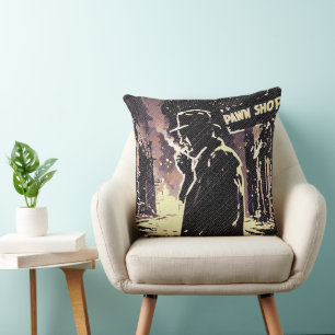 Cojín Decorativo Tienda de Empeño Estilo de Arte Pop Retro Urbano y