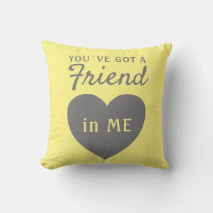 Cojín Decorativo Tienes una amistad con el corazón gris amarillo