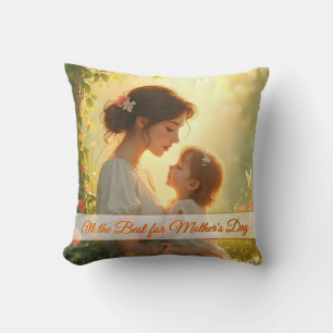 Cojín Decorativo Tierno Amor Maternal en Luz Florecida