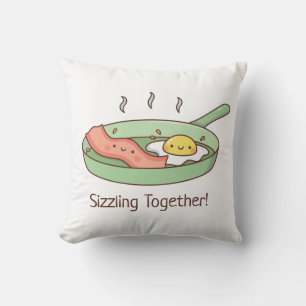 Cojín Decorativo Tierno tocino y huevo chisporroteando juntos