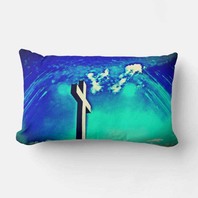 Cojín decorativo Tierra Azul de la Cruz Santa (Anverso)