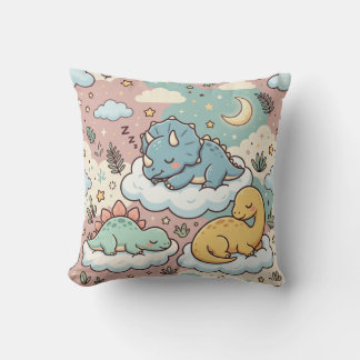 Cojín Decorativo Tierra de Sueños de Dinos Dinosaurios Lindos para
