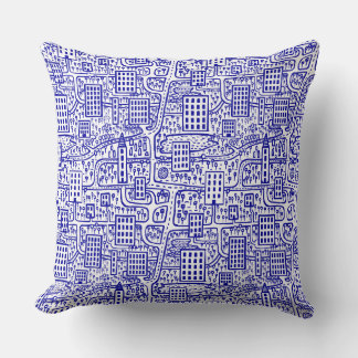 Cojín Decorativo Tierra de Torres - Azul marino sobre blanco