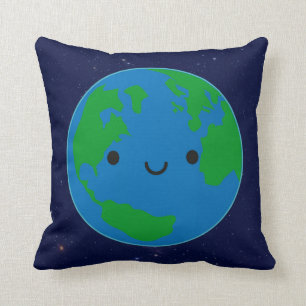 Cojín Decorativo Tierra feliz y Saturn del planeta (reversibles)