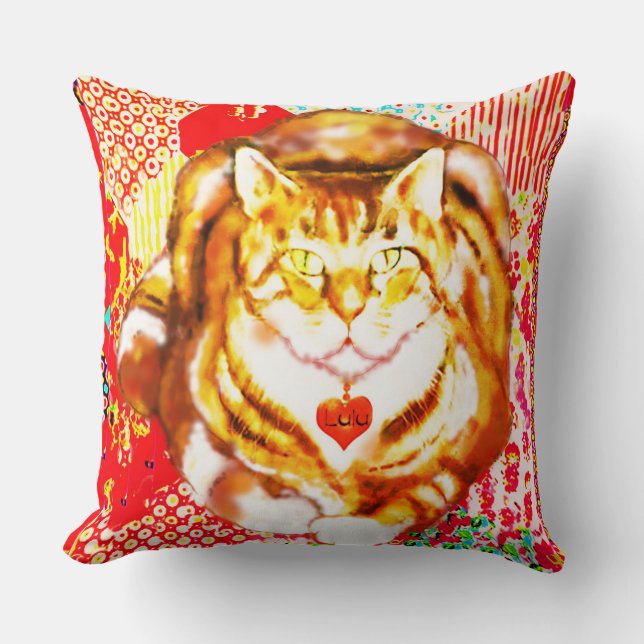 Cojín Decorativo Tiger Cat Red Decorative Design Background (Anverso)