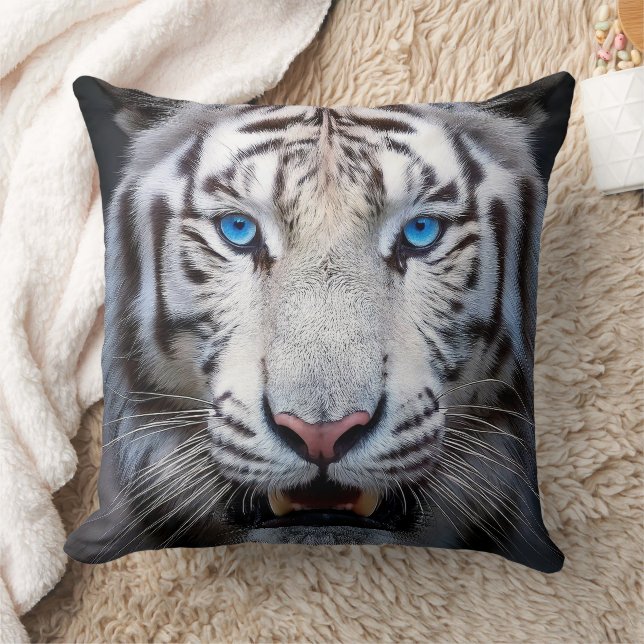Cojín Decorativo Tigre Blanco con Ojos Azules (Manta)