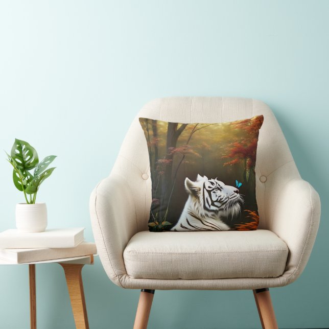 Cojín Decorativo Tigre Blanco, Esos Momentos Amantes, Cushión (Silla)