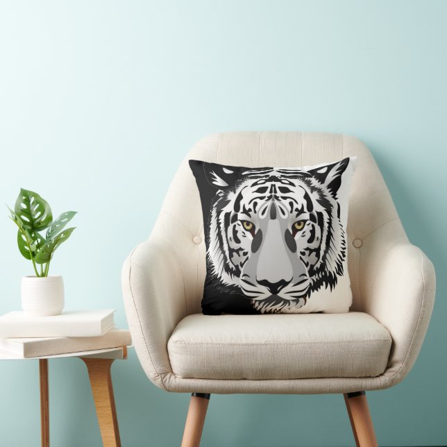 Cojín Decorativo Tigre blanco negro (Silla)