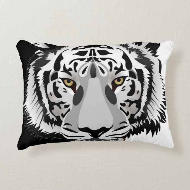 Cojín Decorativo Tigre blanco negro (Anverso)