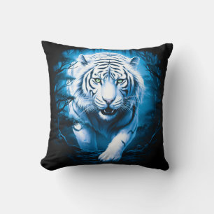 Cojín Decorativo Tigre blanco silvestre místico forestal
