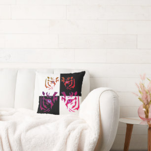 Cojín Decorativo Tigre Cara Negro y Blanco