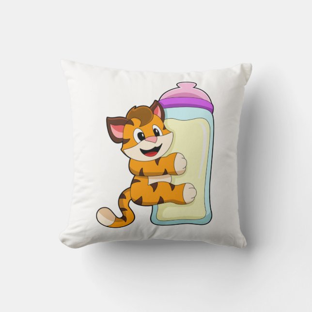 Cojín Decorativo Tigre con biberón de leche (Anverso)