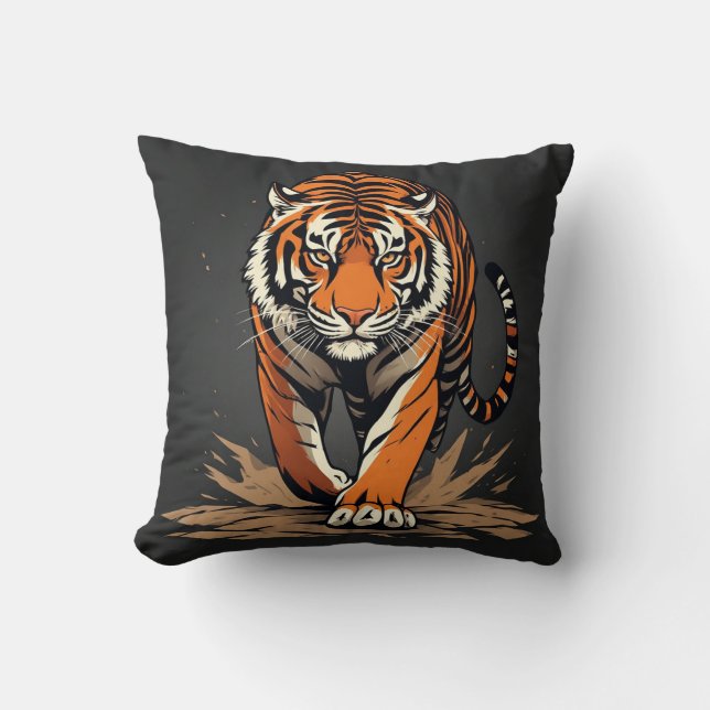 Cojín Decorativo Tigre de carga poderoso (Anverso)
