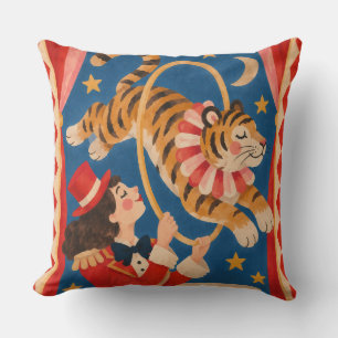 Cojín Decorativo Tigre de circo vintage y divertido Funhaus de doma