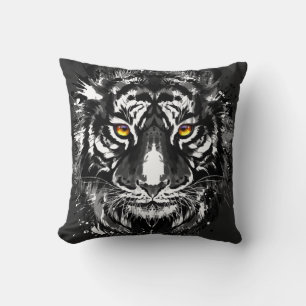 Cojín Decorativo Tigre   Dibujo de tigre colorido   T en blanco y n