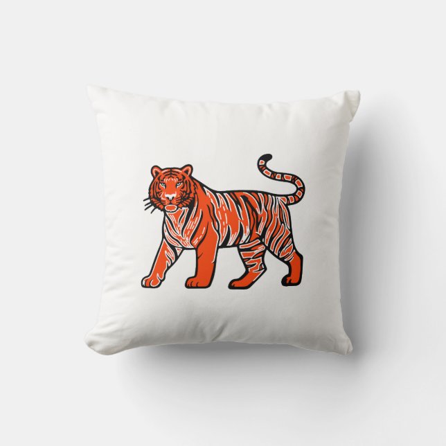 Cojín Decorativo Tigre Naranja Cálido  (Anverso)