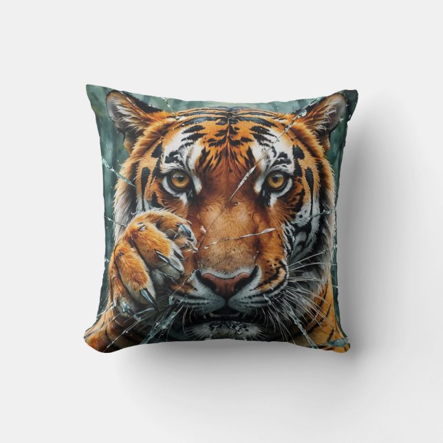 Cojín Decorativo Tigre rompiendo (Anverso)