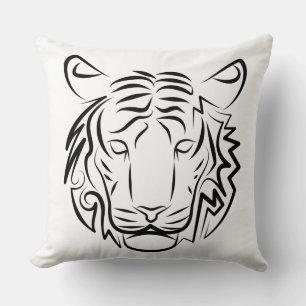 Cojín Decorativo Tigre tribal blanco y negro