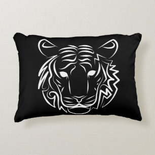 Cojín Decorativo Tigre tribal blanco y negro
