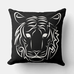 Cojín Decorativo Tigre tribal blanco y negro