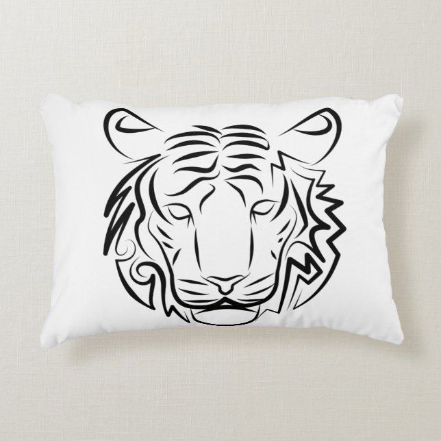 Cojín Decorativo Tigre tribal blanco y negro (Anverso)