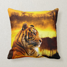 Cojín Decorativo Tigre y puesta del sol