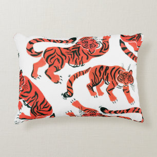 Cojín Decorativo Tigres de Gouache Vintage sin Marea