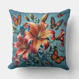Cojín Decorativo Tigres Lilies Con Mariposas