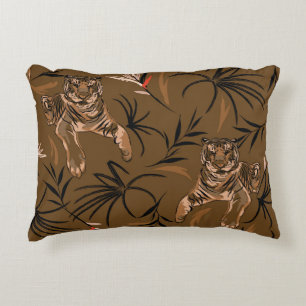 Cojín Decorativo Tigres Tropicales Paraíso Flor Patrón