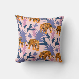 Cojín Decorativo Tigres tropicales patrón de cosecha de selva