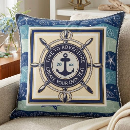 Cojín Decorativo Time To Adventure Custom Maritime Boat Name