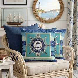 Cojín Decorativo Time To Adventure Custom Maritime Boat Name