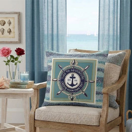 Cojín Decorativo Time To Adventure Custom Maritime Boat Name