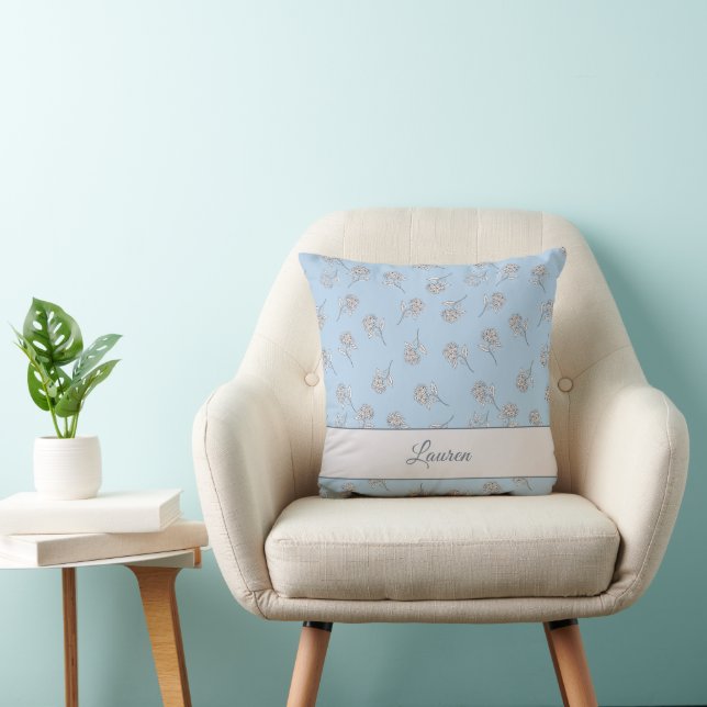 Cojín Decorativo Timeless Botanical Bloom Soft Blue Monogram  (Silla)