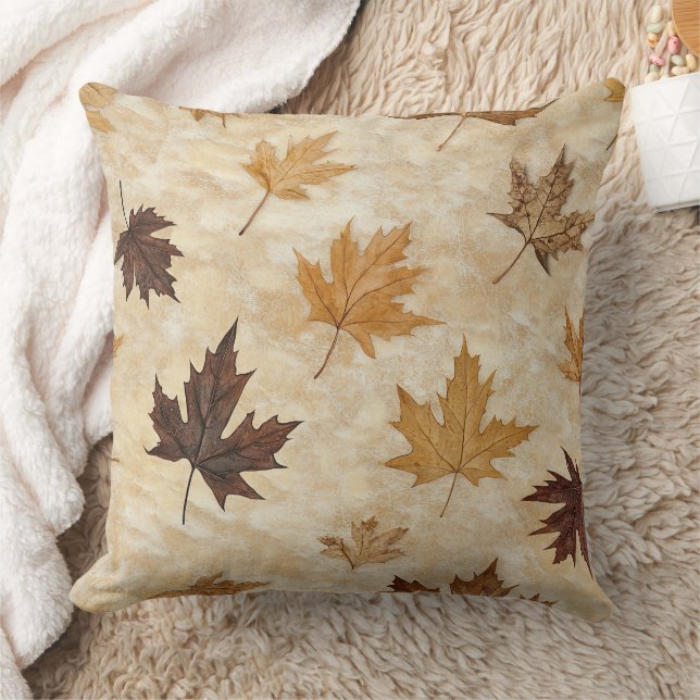 Cojín Decorativo Timeless Botanical Harmony – Leaf in Warm Neutrals (Manta)