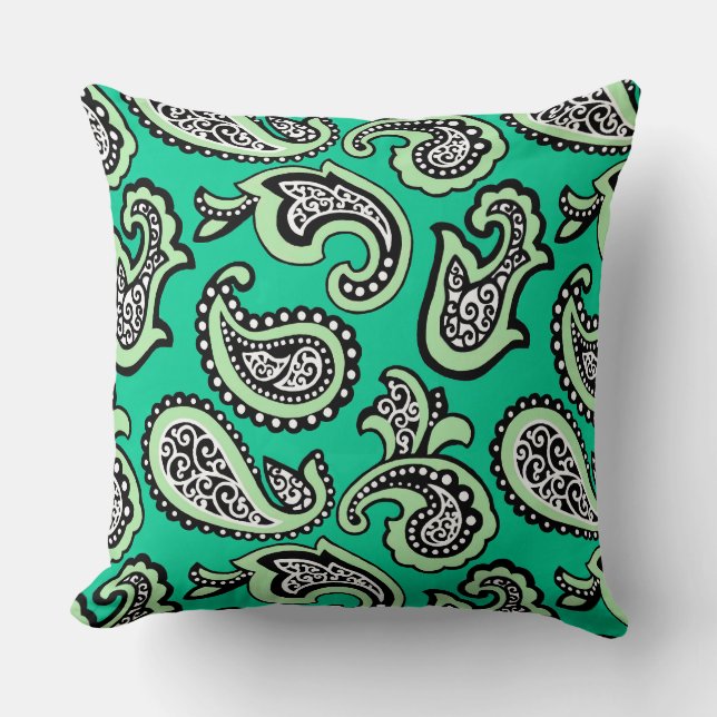 Cojín Decorativo Timeless Paisley on Green Background (Anverso)