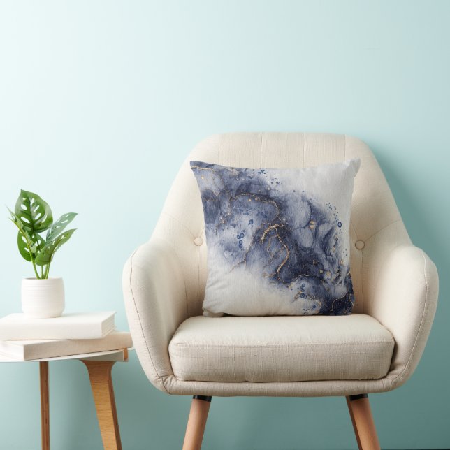 Cojín Decorativo Tinta de alcohol azul oscuro (Silla)