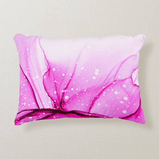 Cojín Decorativo Tinta de Alcohol Glamour. Lienzo suave rojo. Pink  (Anverso)