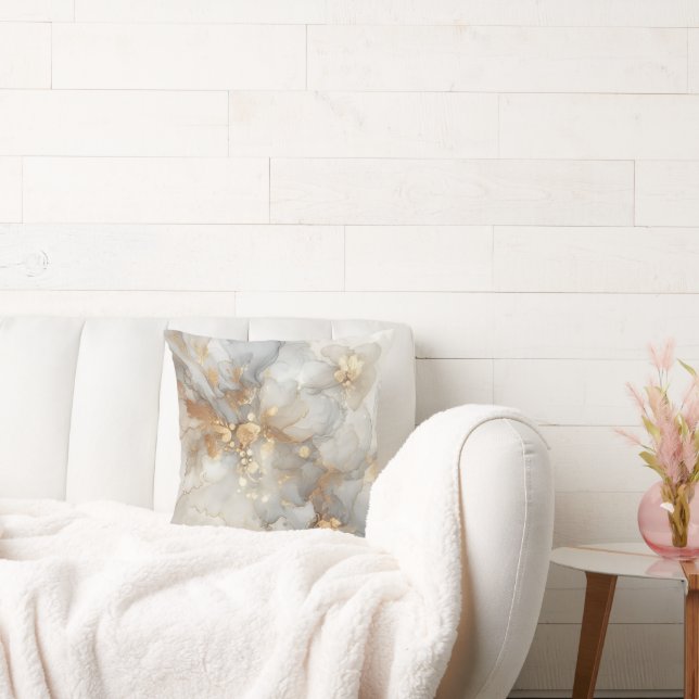 Cojín Decorativo Tinta de alcohol gris y blanca (Sofá)