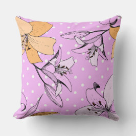 Cojín Decorativo Tinta vintage tierna floral de lirio grisáceo y ad