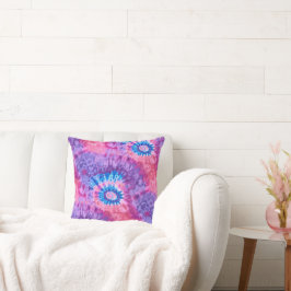 Cojín Decorativo Tinte espiral psicodélico rosa, púrpura y azul ver