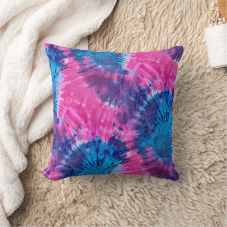Cojín Decorativo Tinte espiral rosa azul y púrpura