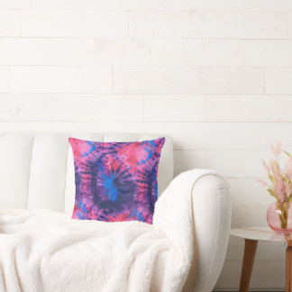 Cojín Decorativo Tinte espiral rosa azul y púrpura 