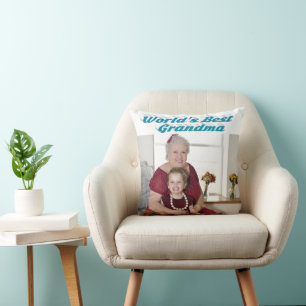 Cojín Decorativo Tipografía azul cielo de la abuela Día de la Madre