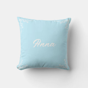 Cojín Decorativo Tipografía azul pastel moderna personalizada del n