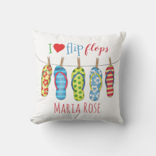 Cojín Decorativo Tipografía Cuta Personalizado  I Flip Flops de cor