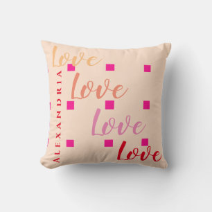 Cojín Decorativo Tipografía de amor personalizada Rubor Pink