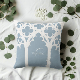 Cojín Decorativo Tipografía de Arco Gótico Minimalista Elegante Azu
