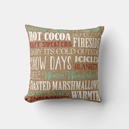 Cojín Decorativo Tipografía de Burlap Invierno Wonderland Pillow